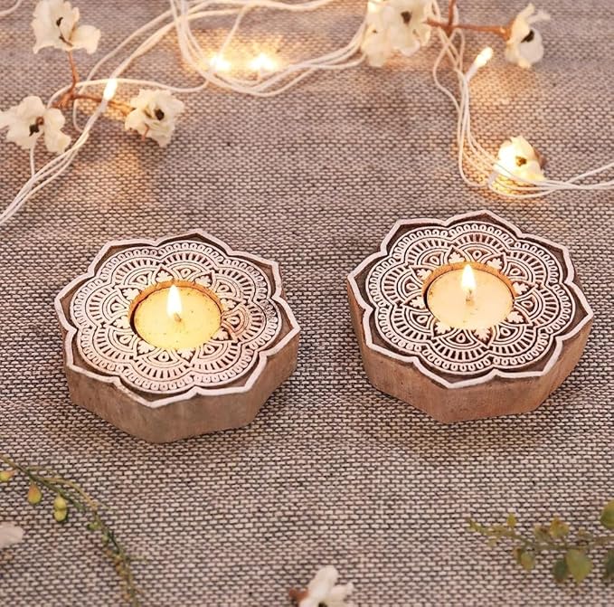 Wooden Block Tealight Holder