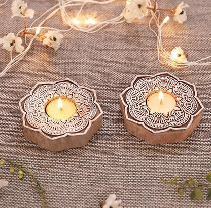 Wooden Block Tealight Holder