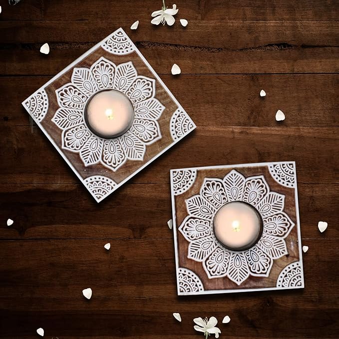 Wooden Block Tealight Holder
